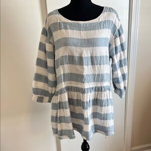 Kori Blue and White Striped Tunic with pockets